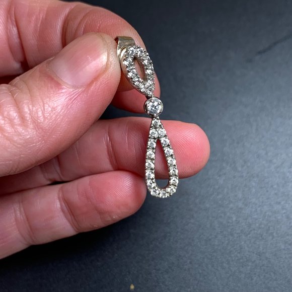 Sterling Silver 925 Cubic Zirconia Dangle Earrings, Post Backs, 1.5" Long - Picture 8 of 12